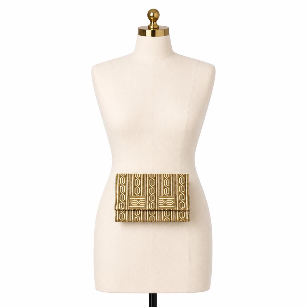 Vintage French Metallic Brocade Evening Clutch Made for Filene's